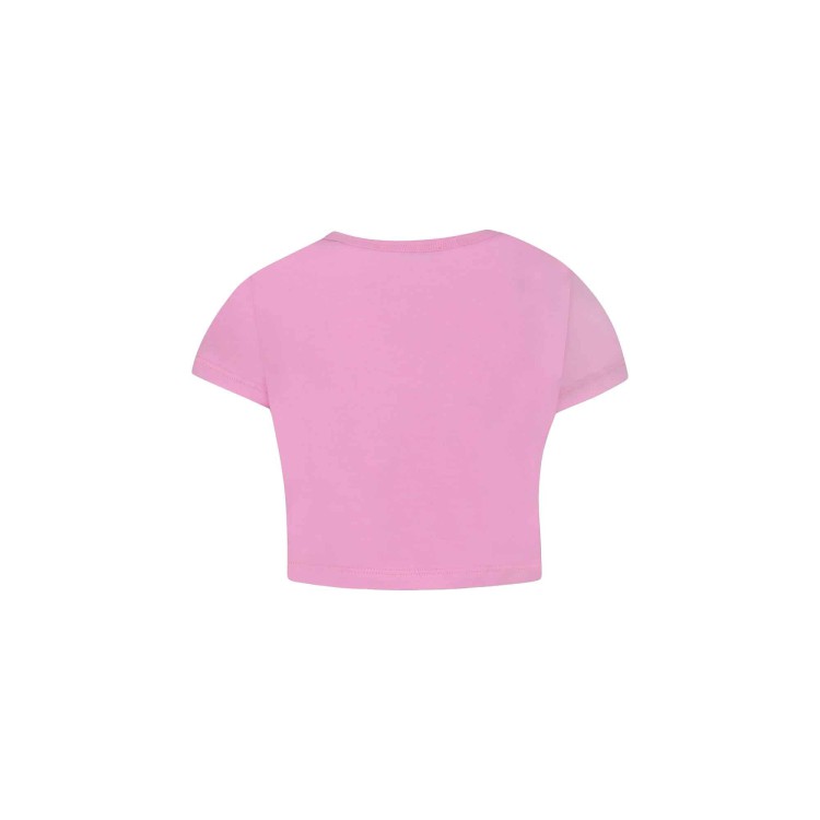 MSGM T-shirt rosa cropped con logo bambina
