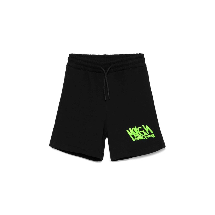 MSGM Shorts neri con logo verde fluo bambini