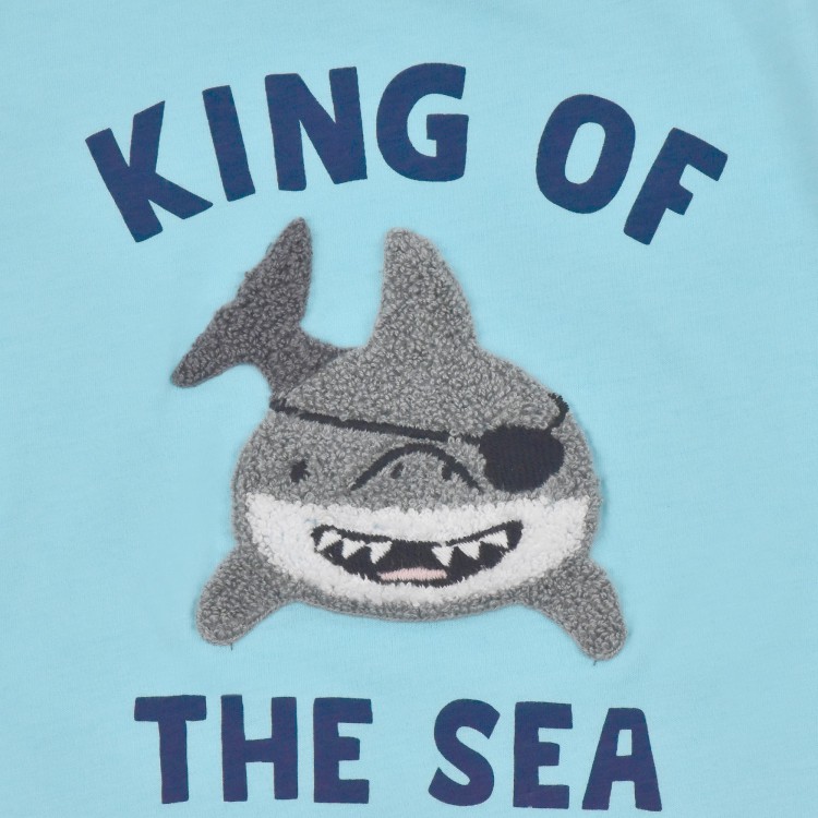 SAINT BARTH T-shirt celeste applicazione squalo bambino