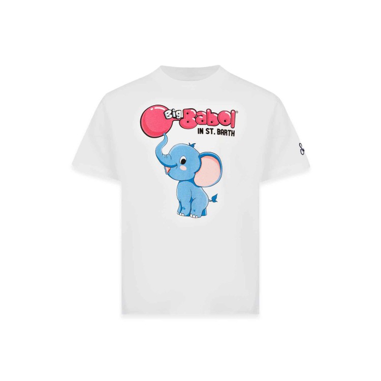 SAINT BARTH T-shirt bianca Big Babol elefantino bambini