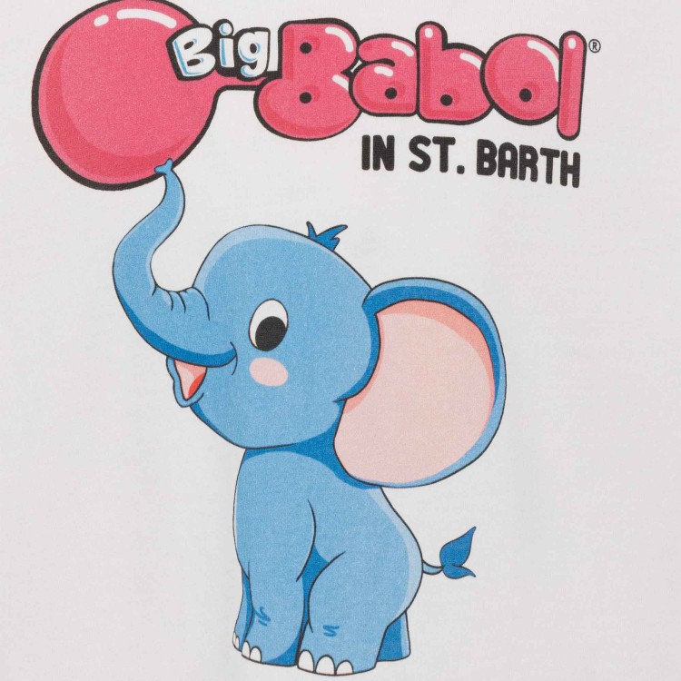 SAINT BARTH T-shirt bianca Big Babol elefantino bambini