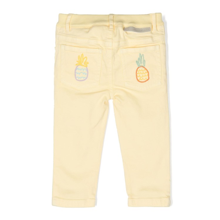 STELLA McCARTNEY Jeans con ricamo giallo cotone elasticizzato neonata