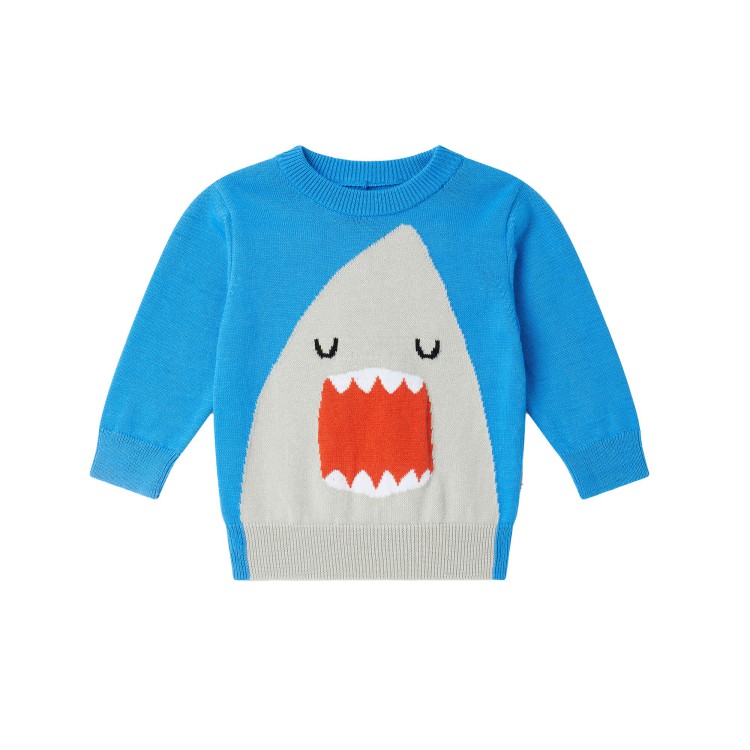 STELLA McCARTNEY Maglione in cotone con ricamo bluette/grigio neonato