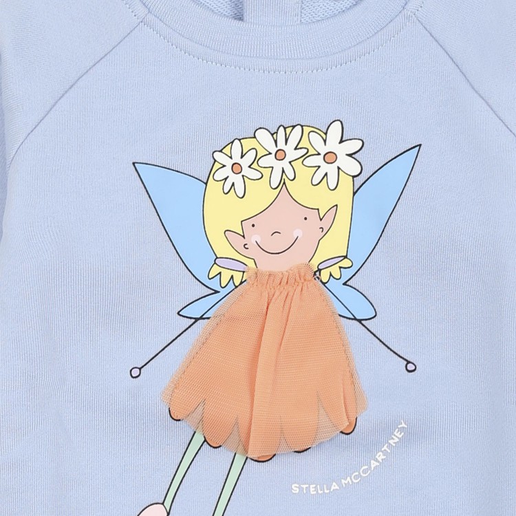 STELLA McCARTNEY Felpa celeste girocollo con stampa neonata