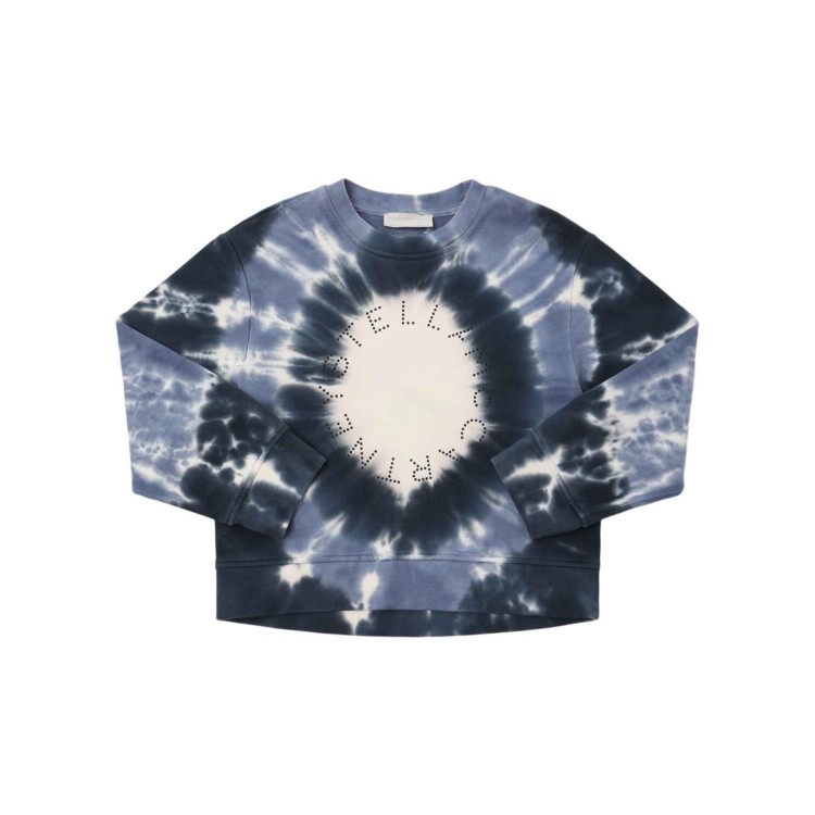 STELLA McCARTNEY Felpa blu tie-dye girocollo bambina