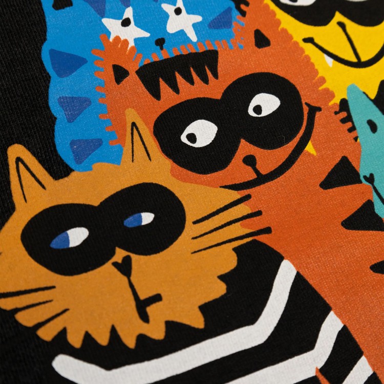 STELLA McCARTNEY Felpa nera girocollo con stampa frontale bambino