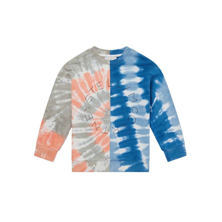STELLA McCARTNEY Felpa multicolor tie-dye pastello girocollo bambina