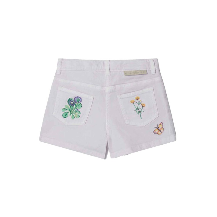 STELLA McCARTNEY Shorts lilla con fiori ricamati bambina