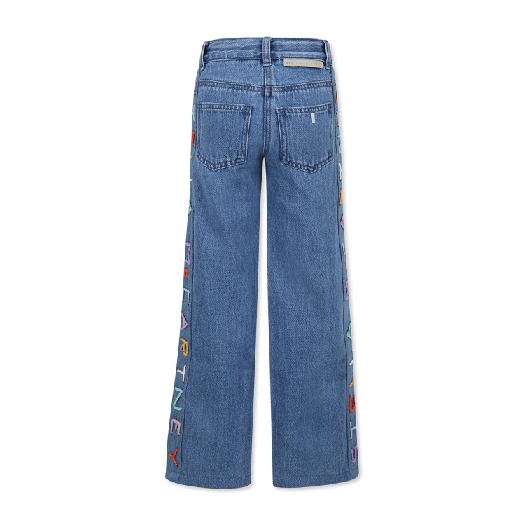 STELLA McCARTNEY Jeans blu con ricamo multicolor bambina