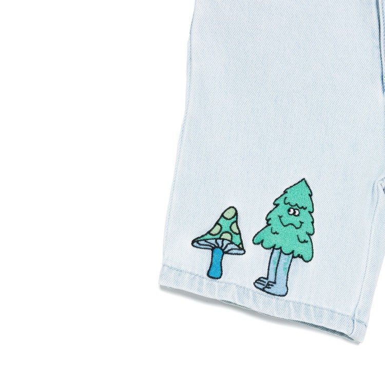 STELLA McCARTNEY Shorts in denim chiaro con ricami multicolor bambino