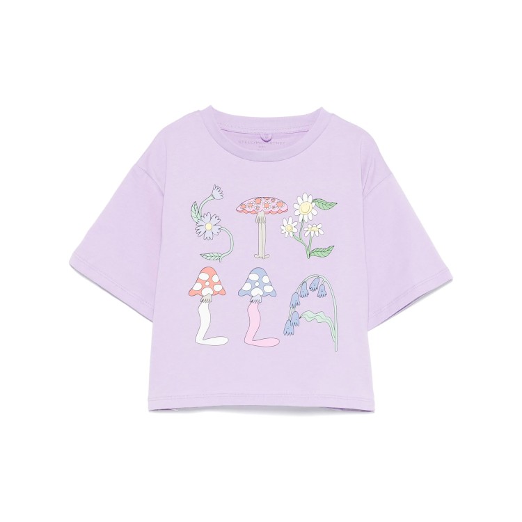 STELLA McCARTNEY T-shirt lilla con stampa logo bambina