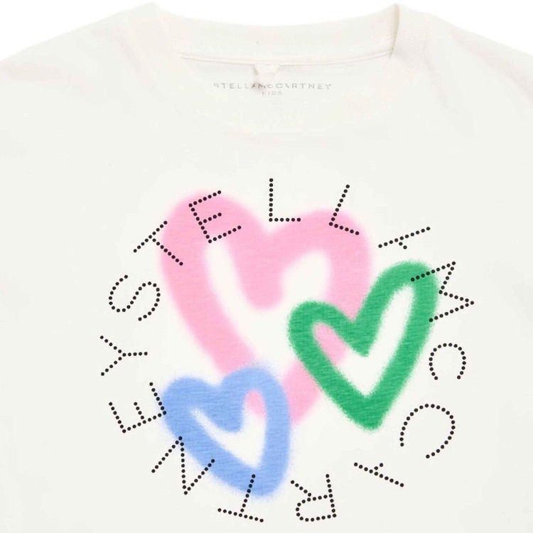 STELLA McCARTNEY T-shirt bianca con logo e cuori bambina