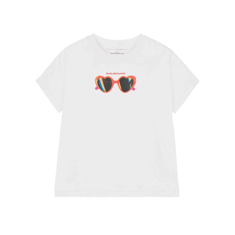STELLA McCARTNEY T-shirt bianca con grafica e logo bambina
