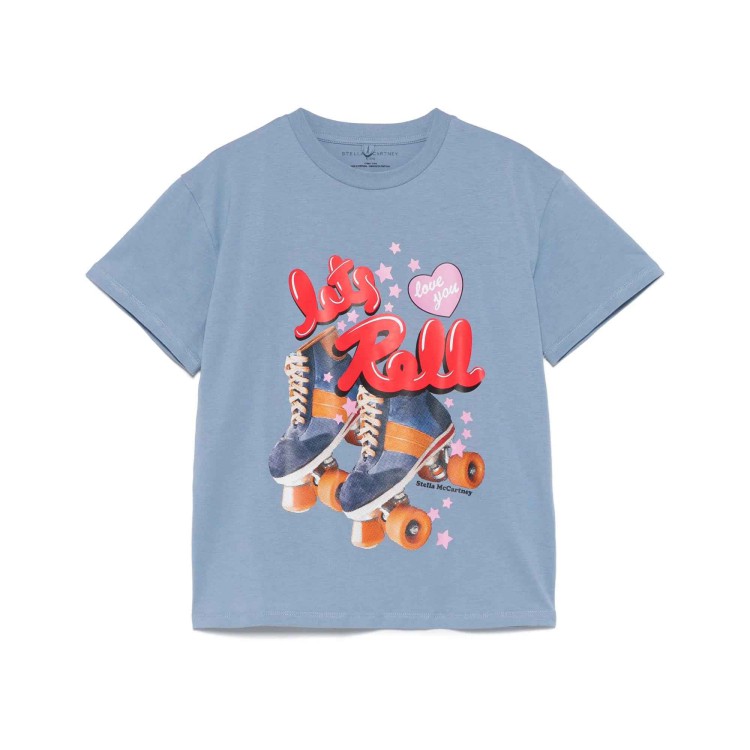 STELLA McCARTNEY T-shirt azzurra con stampa colorata bambina
