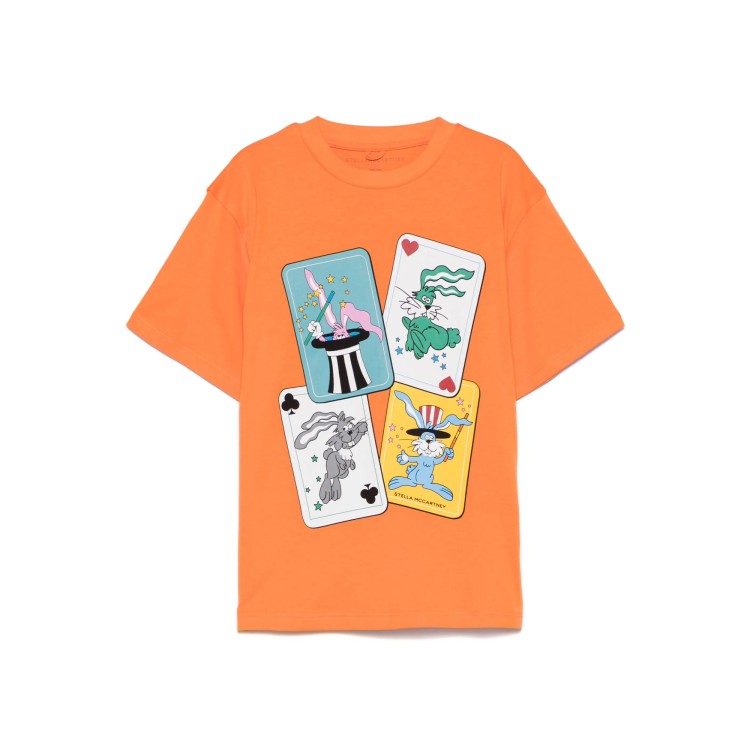 STELLA McCARTNEY T-shirt arancione con stampa multicolor bambino