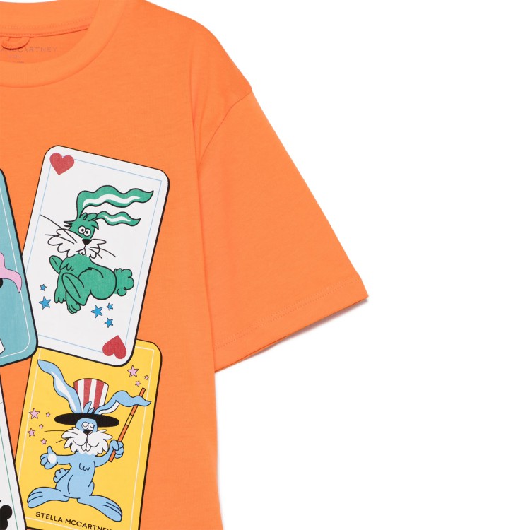 STELLA McCARTNEY T-shirt arancione con stampa multicolor bambino