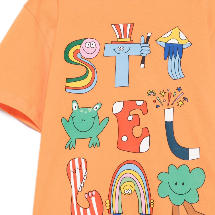 STELLA McCARTNEY T-shirt arancione con stampa bambino