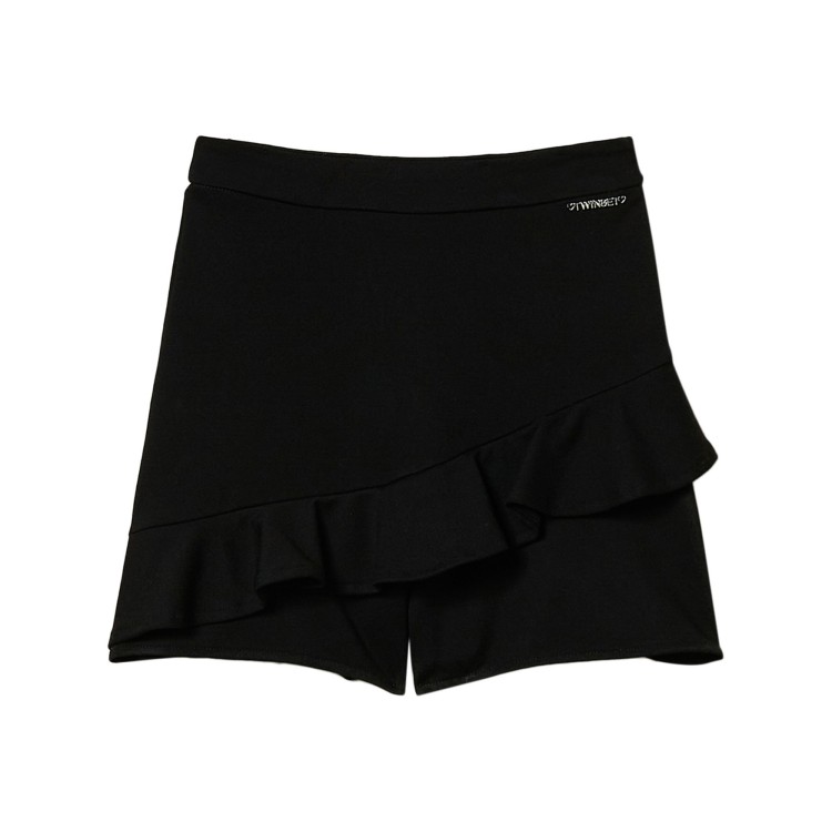 TWIN-SET Shorts neri con ruches bambina
