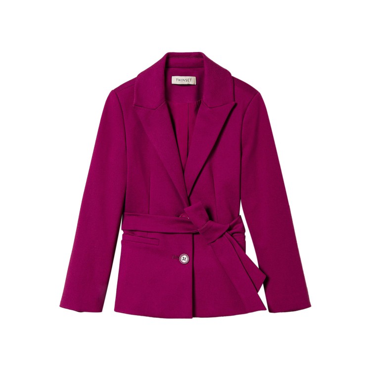 TWIN-SET Blazer magenta con cintura bambina