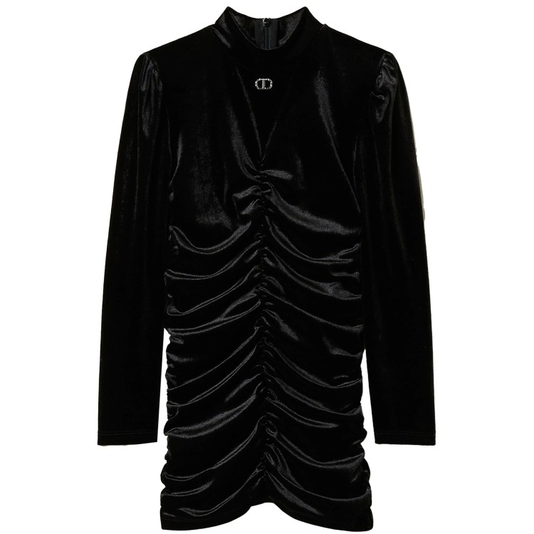 TWIN-SET Abito nero ciniglia corto bambina