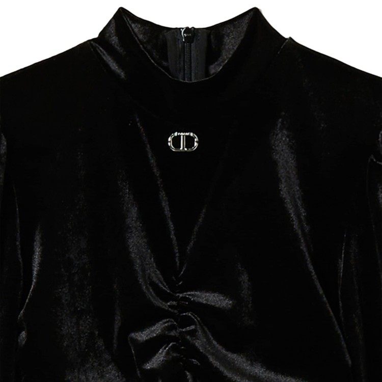 TWIN-SET Abito nero ciniglia corto bambina