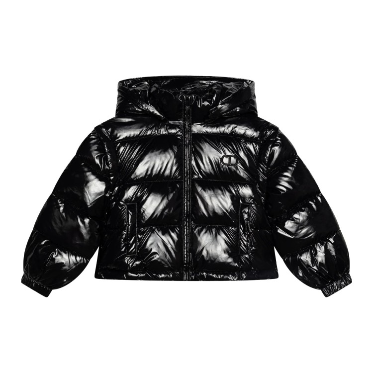 TWIN-SET Giacca nera imbottita con cappuccio bambina