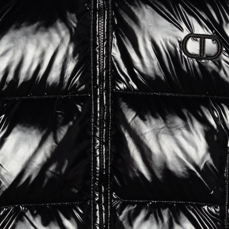 TWIN-SET Giacca nera imbottita con cappuccio bambina