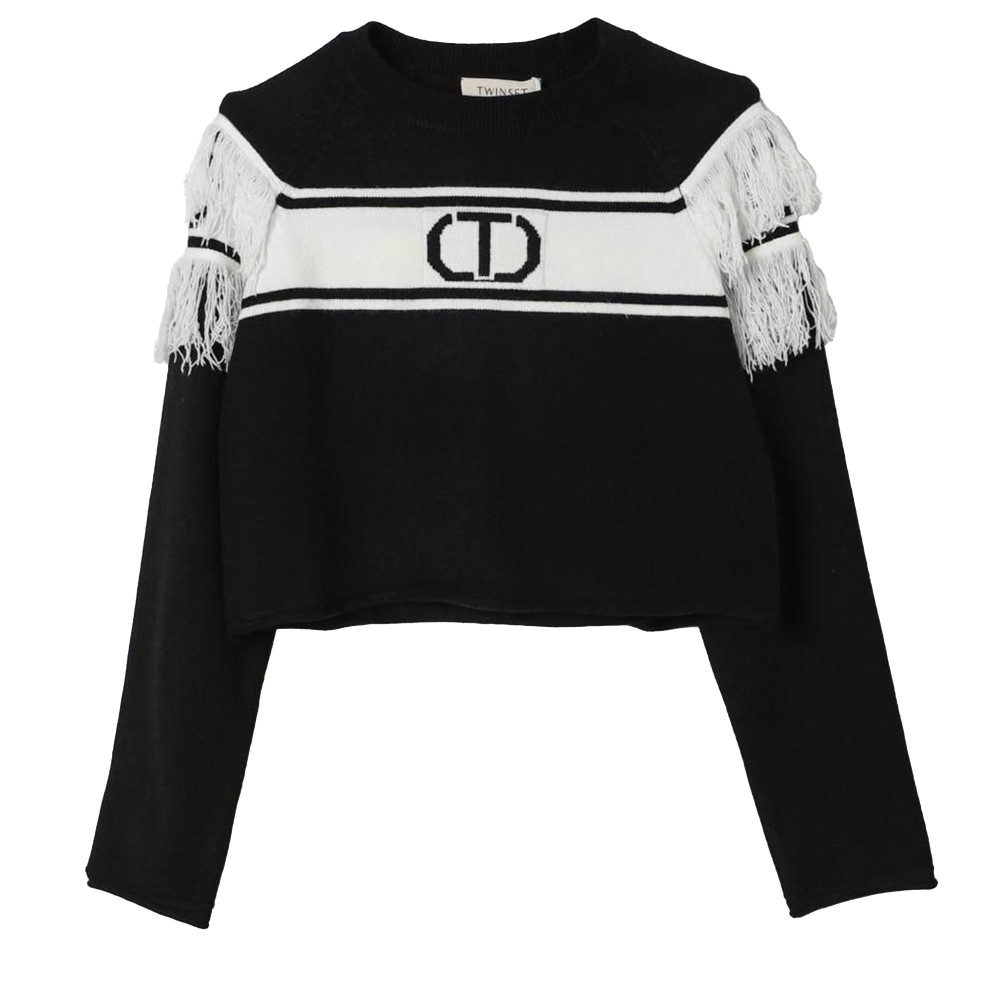 TWIN-SET Maglione nero con...