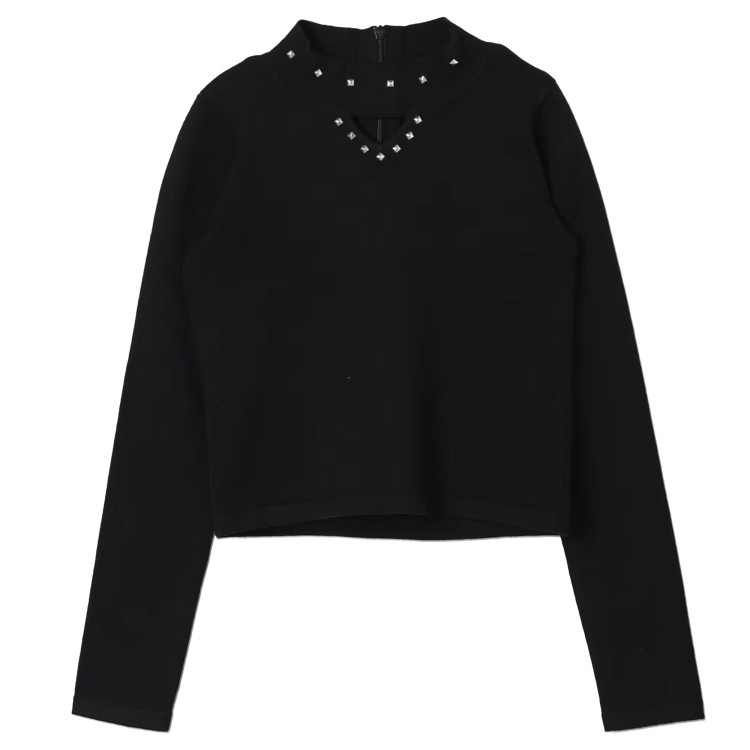 TWIN-SET Maglioncino nero cut-out con borchie bambina