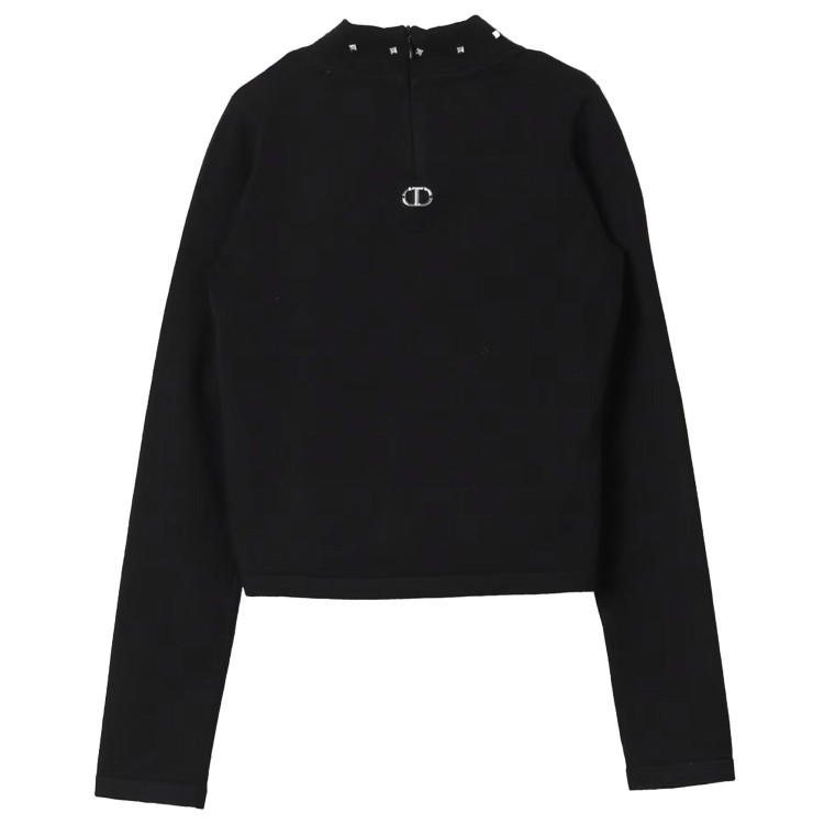 TWIN-SET Maglioncino nero cut-out con borchie bambina