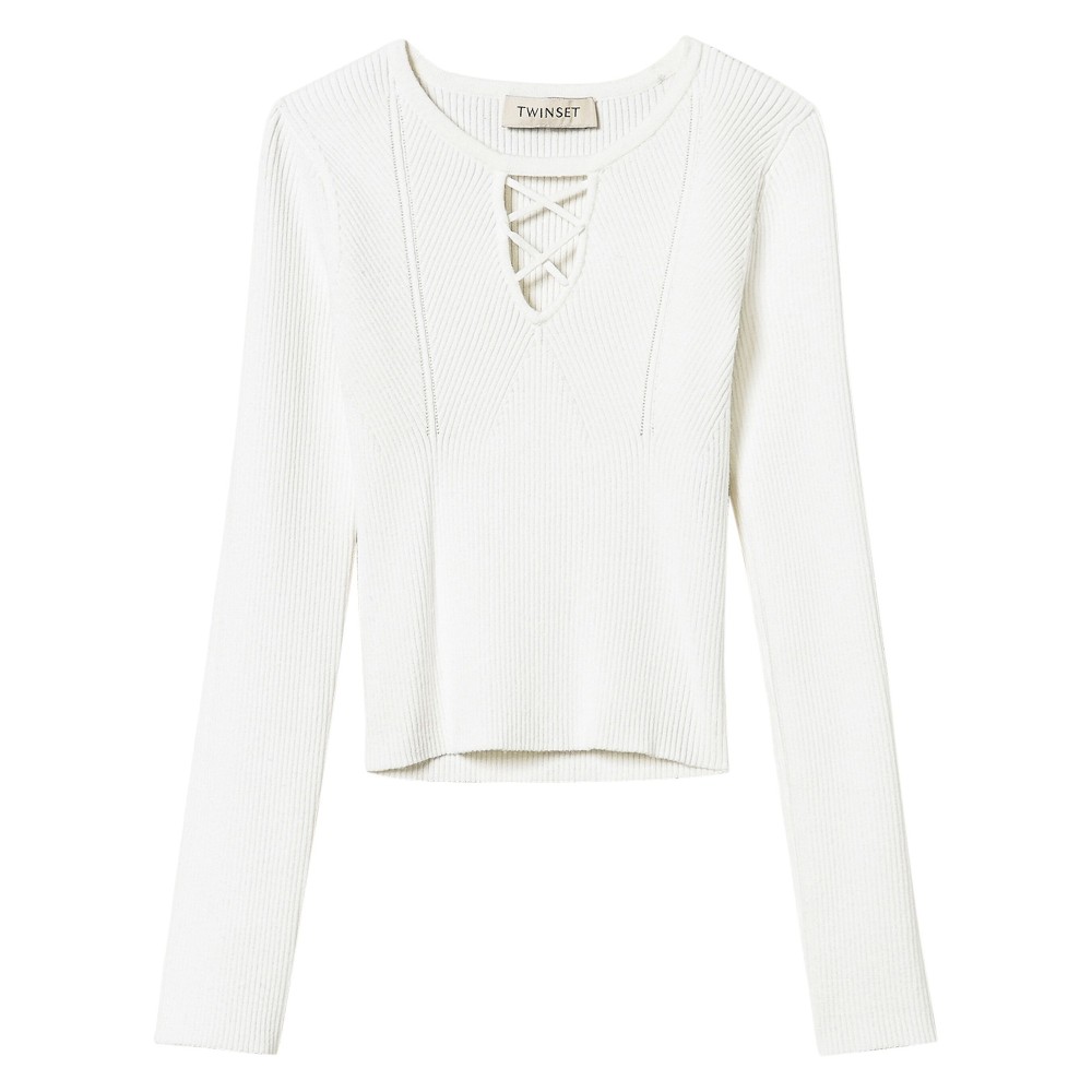 TWIN-SET Maglione bianco a...