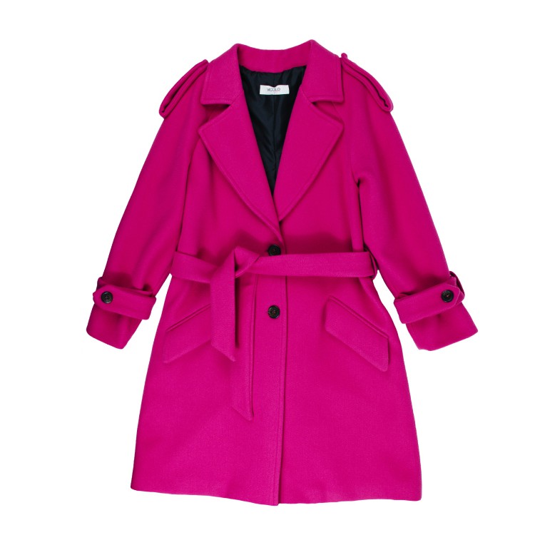 VICOLO Cappotto magenta con cintura bambina