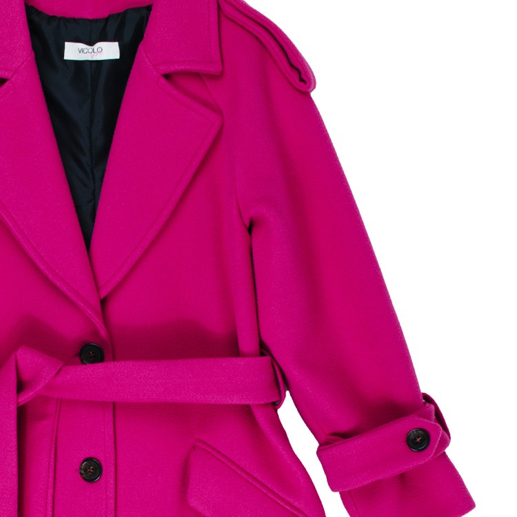 VICOLO Cappotto magenta con cintura bambina