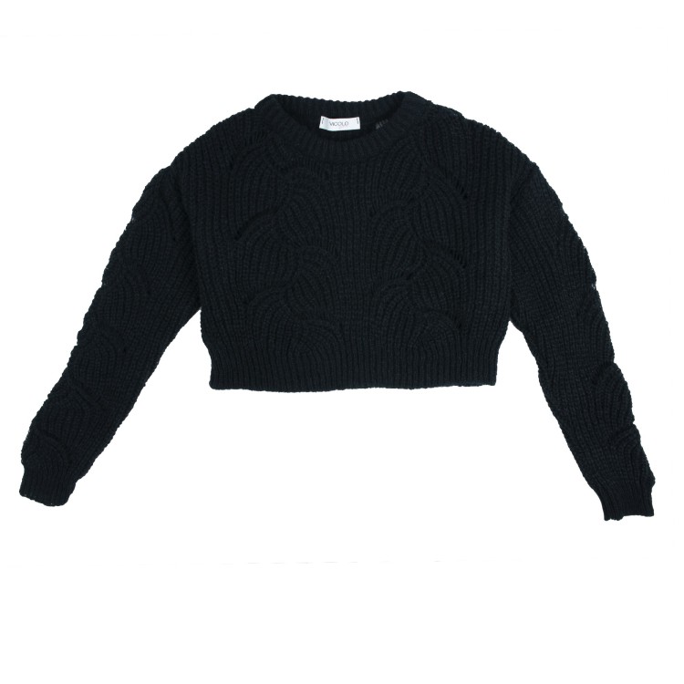 VICOLO Maglia cropped nera bambina