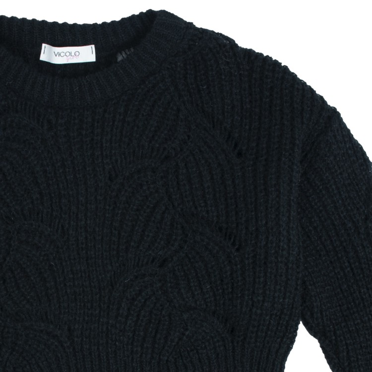 VICOLO Maglia cropped nera bambina