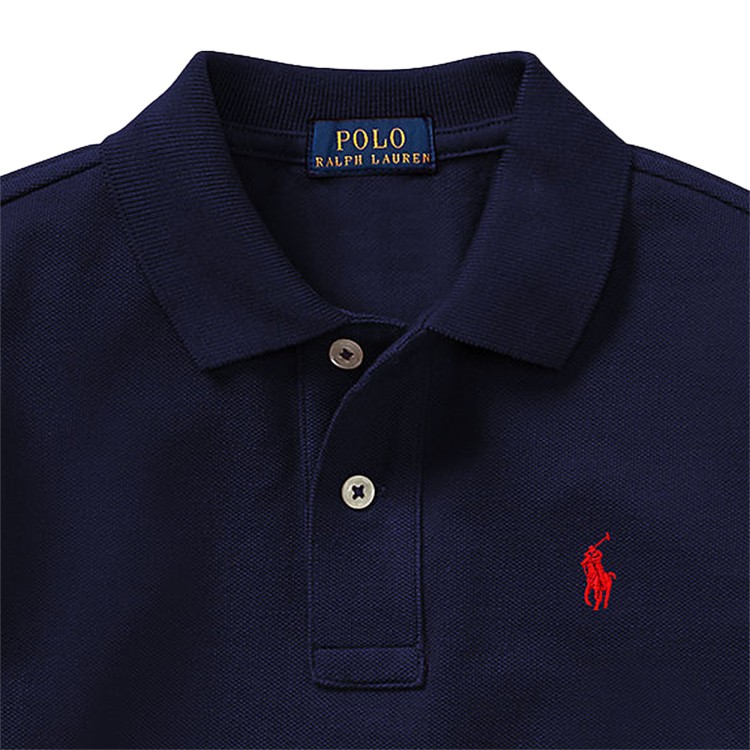 RALPH LAUREN Polo blu navy a maniche lunghe bambini