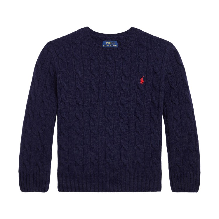 RALPH LAUREN Maglione blu navy a trecce bambini