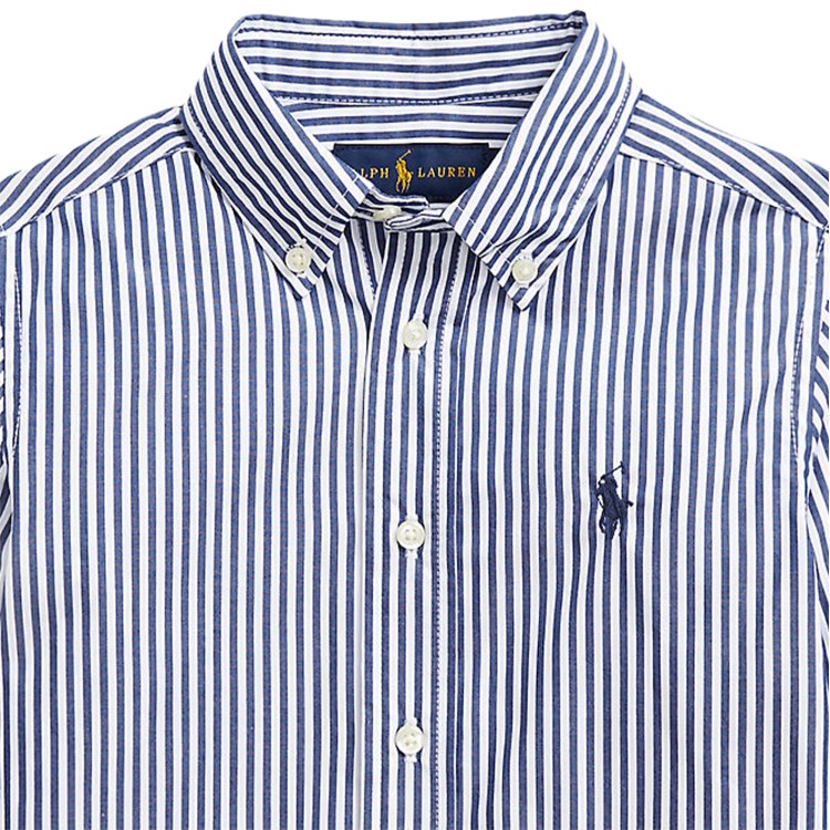 RALPH LAUREN Camicia a righe bianche e blu bambino