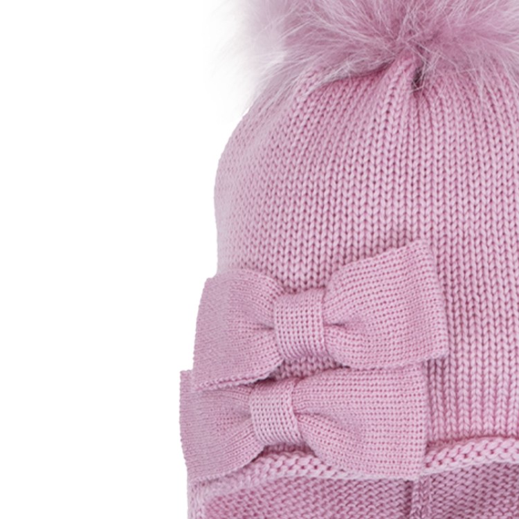 CATYA Cappello in lana con pon pon rosa bambina