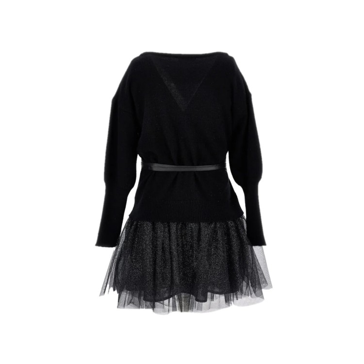MONNALISA Abito nero con tulle lurex bambina