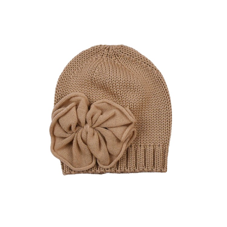 CATYA Cappello cammello in lana con fiore bambina