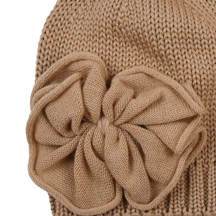 CATYA Cappello cammello in lana con fiore bambina