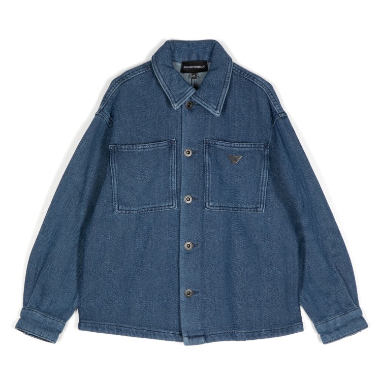 EMPORIO ARMANI Camicia denim blu bambino