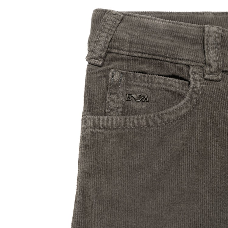 EMPORIO ARMANI Pantaloni verde edera a coste bambino