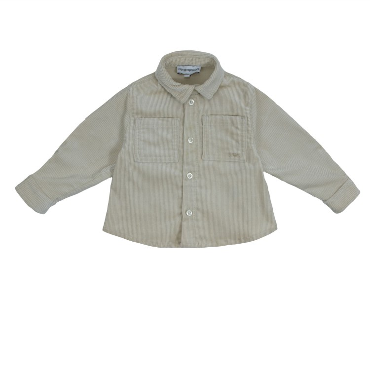 EMPORIO ARMANI Camicia velluto beige neonato