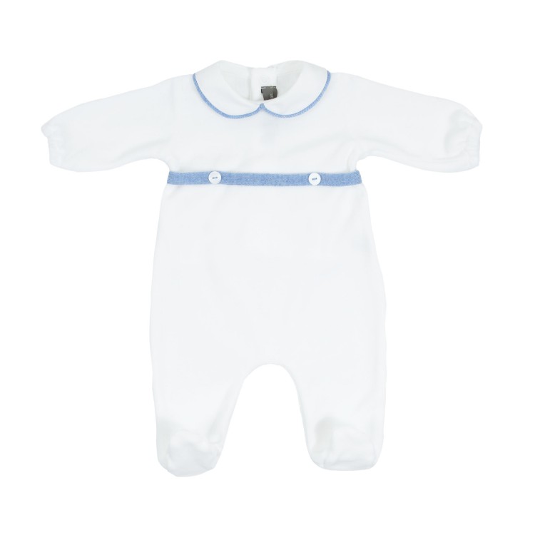 LITTLE BEAR Tutina manica lunga in ciniglia cielo panna neonato