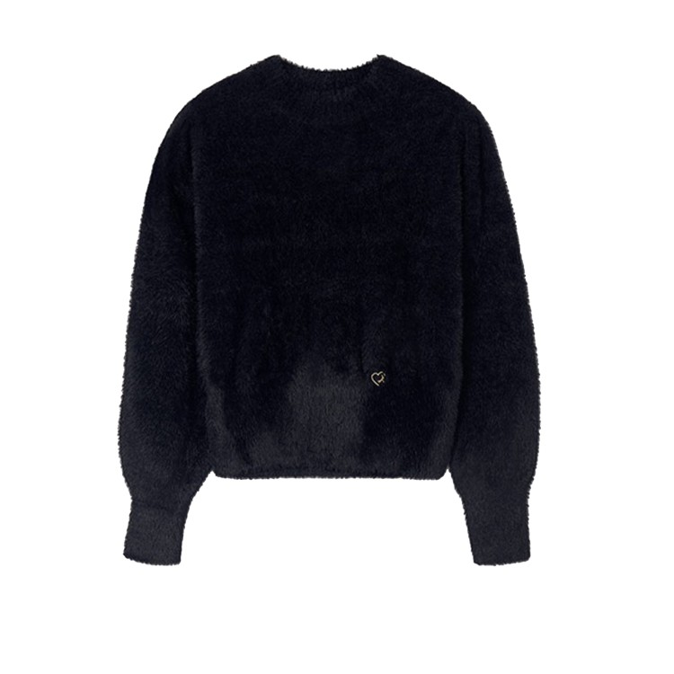 MAYORAL Maglione nero pellicciotto bambina