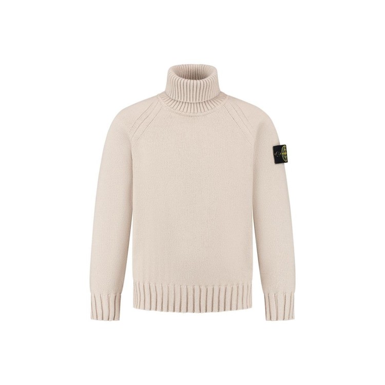 STONE ISLAND Maglione collo alto beige bambini