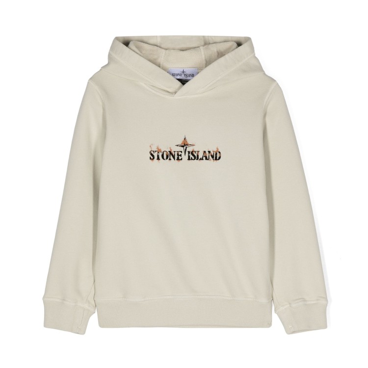 STONE ISLAND Felpa sabbia con cappuccio e logo bambini