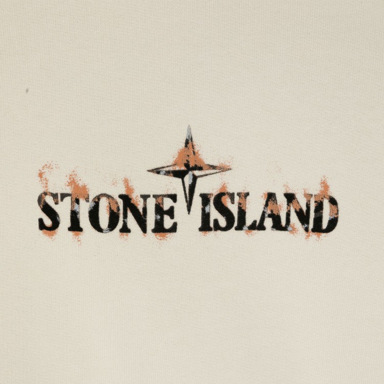 STONE ISLAND Felpa sabbia con cappuccio e logo bambini